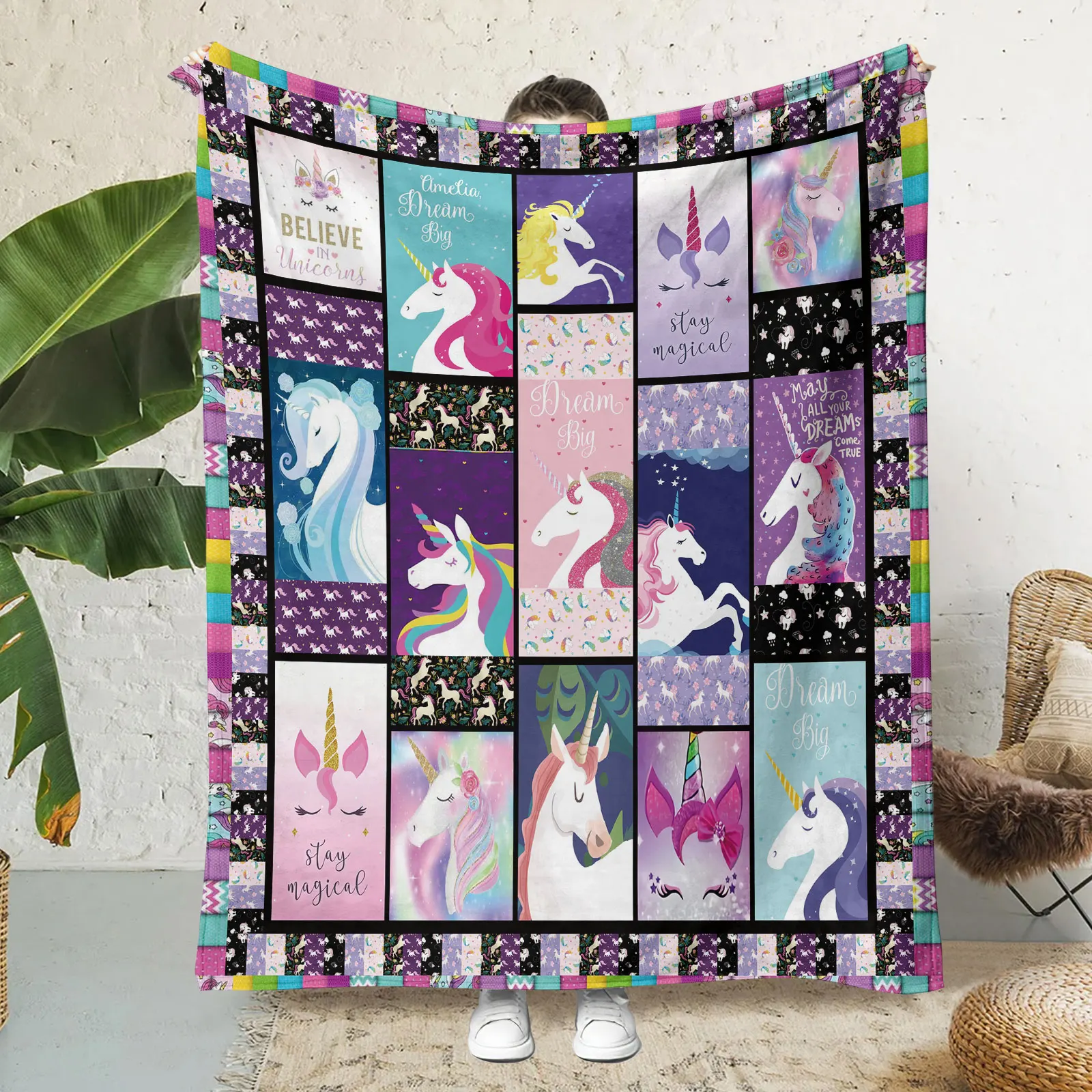 

Cartoon Unicorn Blanket Baby Girl Blankets Flannel Throw Blanket Family Friends Blanket Gifts Bed Sofa Fluffy Towel