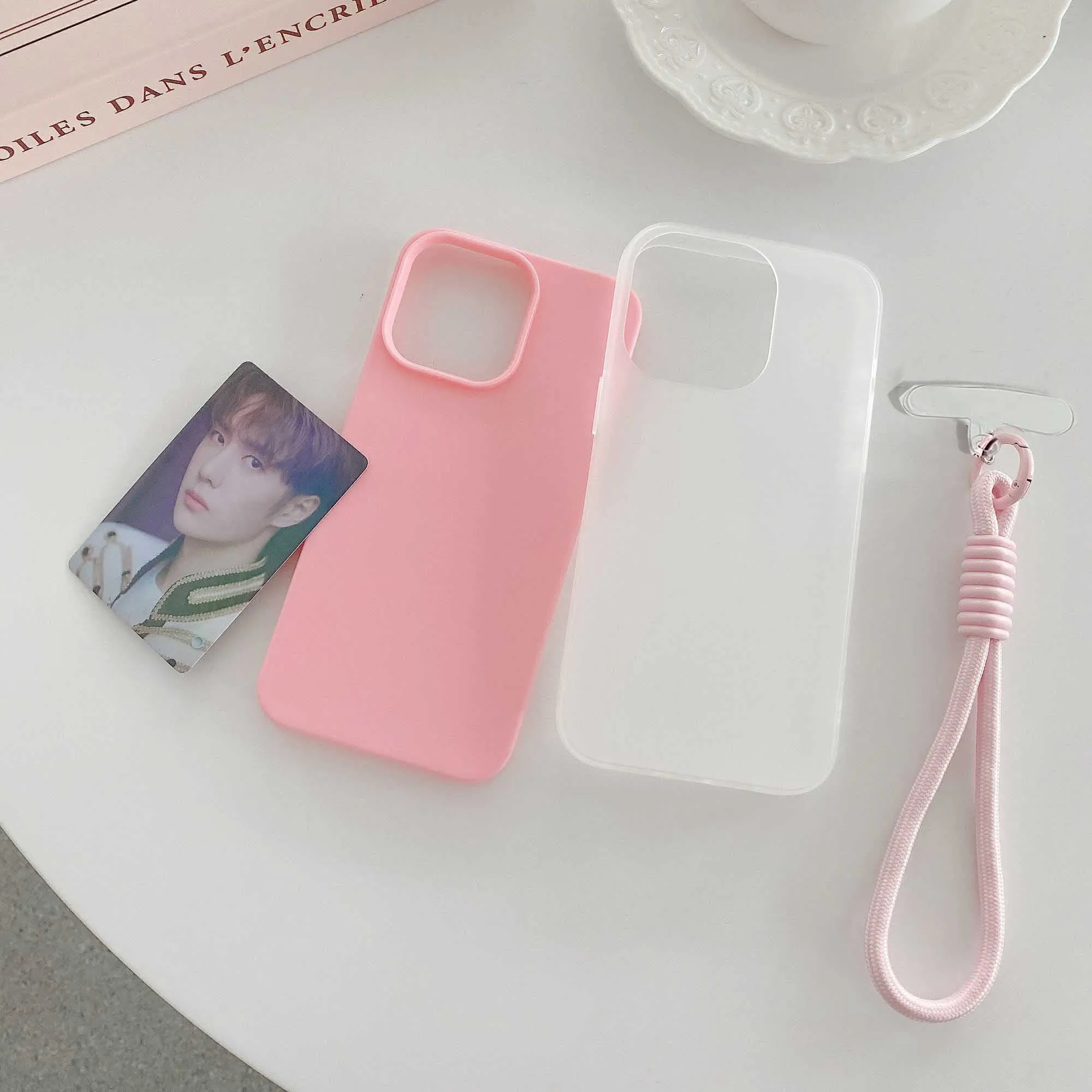 Candy Color Soft Matte Phone Case with Lanyard