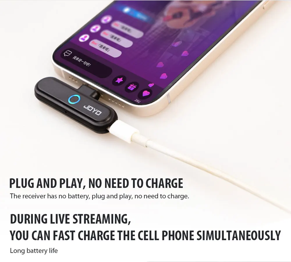 JW-05R 2.4G Wireless Audio Transmitter Receiver OTG Plug & Play Type-C Lightning