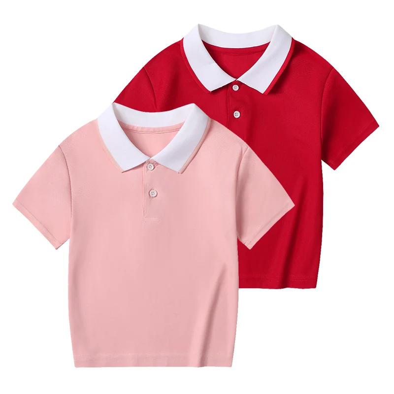 1/2/4 Pcs Children's Summer Solid Color Fashion POLO Shirt Boy Casual Joker Comfortable Short-sleeved Girl Sweet And Lovely Top