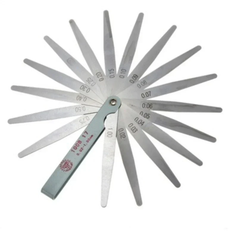 Feeler Gauge 17 Blades Feeler Gauge Thickness Gauges Measurment Tool Gap Wedge for Engine Valve Adjustment 0.02-1mm Percision Measuring Tools
