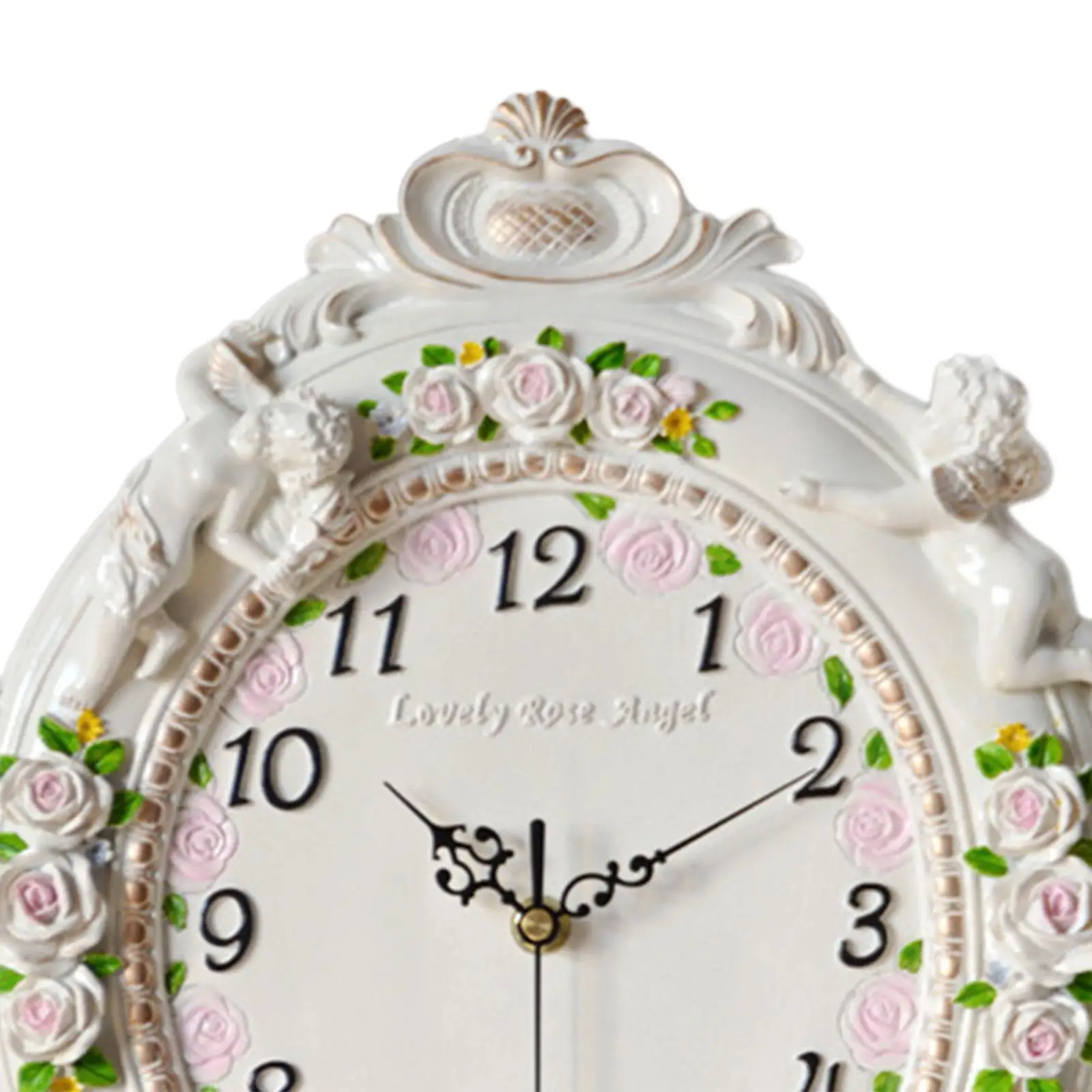 Decorative Resin Angel Wall Clock Hanging Clock Modern Silent Antique for