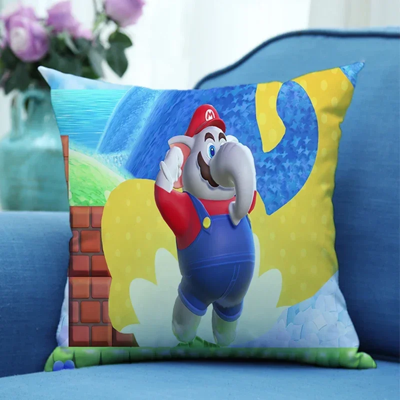 Super Mario Bros Wonder Square Pillowslip Cartoon Anime Cushion Printing Pillowcase Bedroom Decoration Kids Birthday Gifts