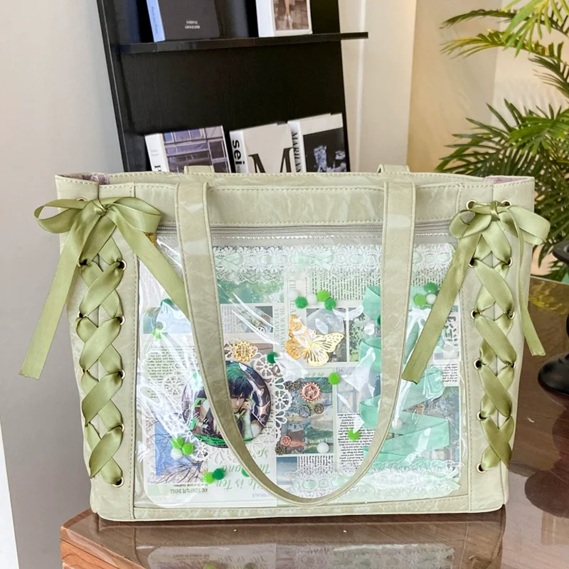 Nuovo versatile nastro di moda Itabag grande capacità verde grande cibo anime borsa di miglio borsa tote a spalla quotidiana - immagine 5