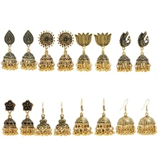 

Classic Bohemian Geometric Carved Flower Pendant Vintage Earrings Ethnic Bell Dangle Drop Earrings For Women Fashion Jewelry