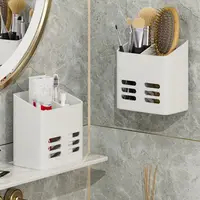 White/Grey Toothpaste Shelf Non-punch Wall-mounted Comb Storage Container Plastic Large Capacity Toothbrush Toothpaste Holder 2