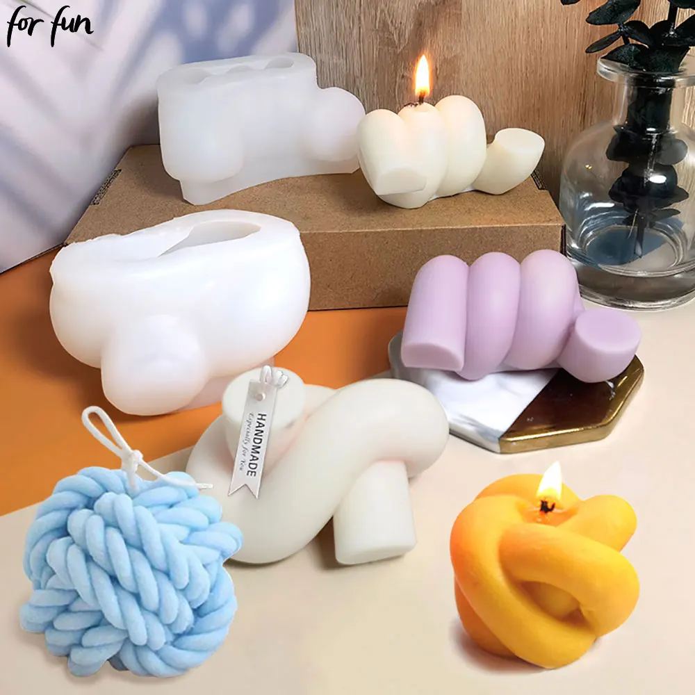 For Fun DIY Wool Ball Knots Scented Candle Silicone Mold Handmade Casting Candle Soap Making Wax Mold Handcraft Home Decoration