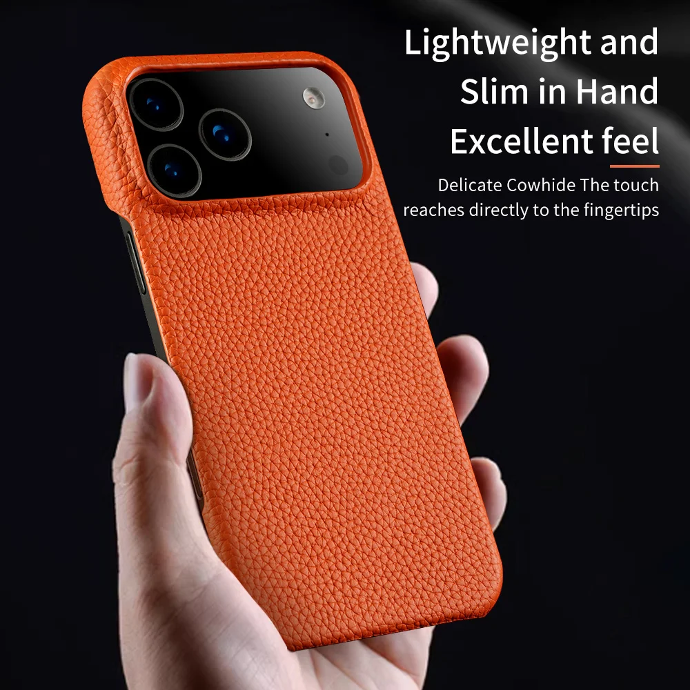 Luxurious Lychee Leather Magnetic Phone Case with Magsafe