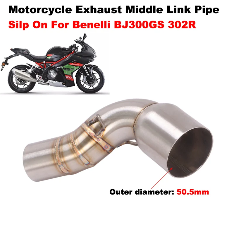 

Silp On For Benelli BJ300GS 302R Motorcycle Middle Link Pipe Lossless Catalyst Modify Tube Connect 51mm Exhaust System Muffler