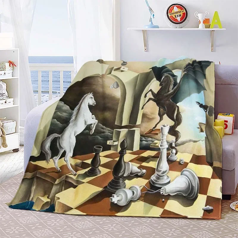 Chess Printed Soft Flannel Throw Blanket International Chess Beds Hiking Picnic Sofa Couch Cover Fashion Bedspread Blanket Gifts 2