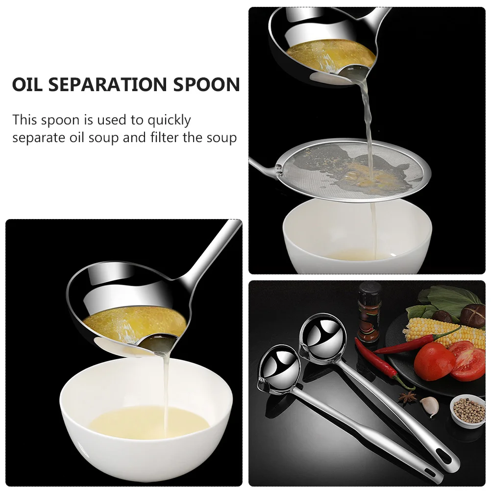Stainless Steel Oil Filter Spoon Grease Hot Pot Ladle Soup Scoop Practical Colander