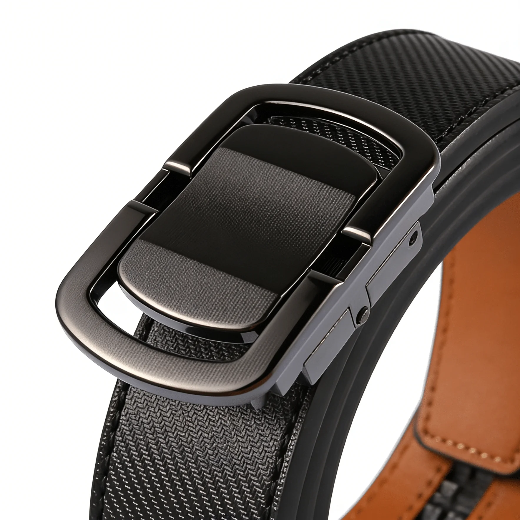 Modischer Business-Gürtel aus Echtem Leder für Herren Automatische Schnalle Taillengürtel mit Kohlefaser-Textur Zweischichtiges Rindsleder – Detail 8