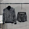 Premium Sequined Coat Women's Suit Jacket Zipper Top Baseball Uniform Casual Versatile and Thin Two-piece Women's Fashion 3