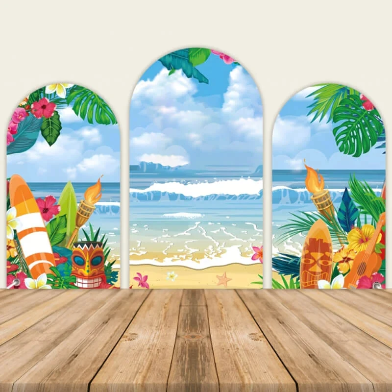 

Summer Tropical Flower Photography Background Chiara Arched Wall for Kids Birthday Party Decor Newborn Baby Shower Background