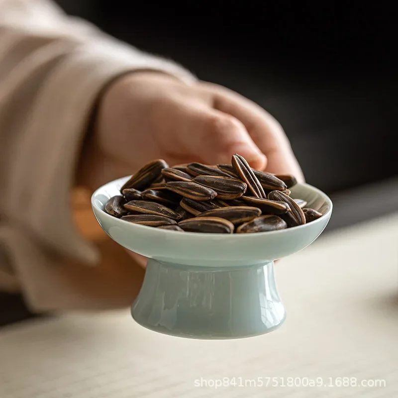 Ceramic Exquisite Dried Fruit Plate Chinese Fruit Plate Tea Tray Small Tray Melon Seeds Snack Pastry Snack