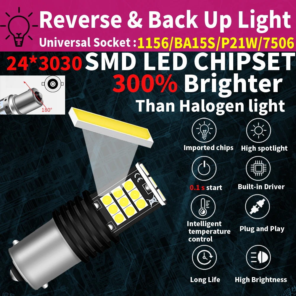 2pcs LED     P21W 7506 BA15S Canbus  C30 C70 S40 S60 S70 S80 V40 V50 V60 V70 XC60 XC70 XC90
