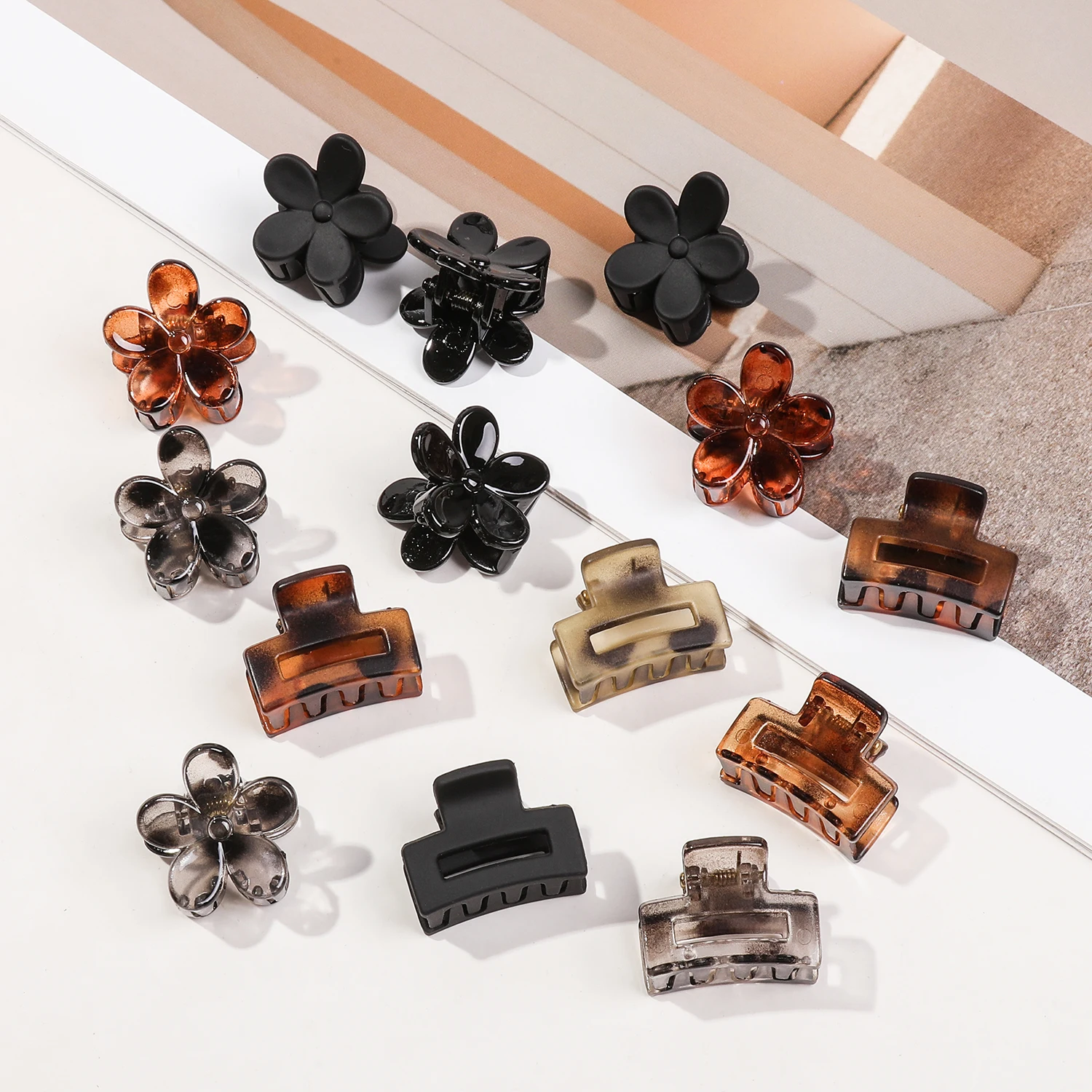 Flower hair clips for Women Creaseless Styling Claw for Bangs Tiny Hair