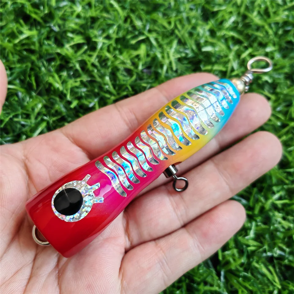 FishingLure8cm165g12cm45gminiWoodenPopperTopWaterPopper