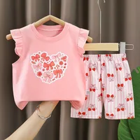 Ensembles de vêtements pour bébés filles, t-shirts hauts + pantalons courts, ensembles de vêtements pour petites filles, ensembles de vêtements d'été imprimés mignons pour nourrissons 4