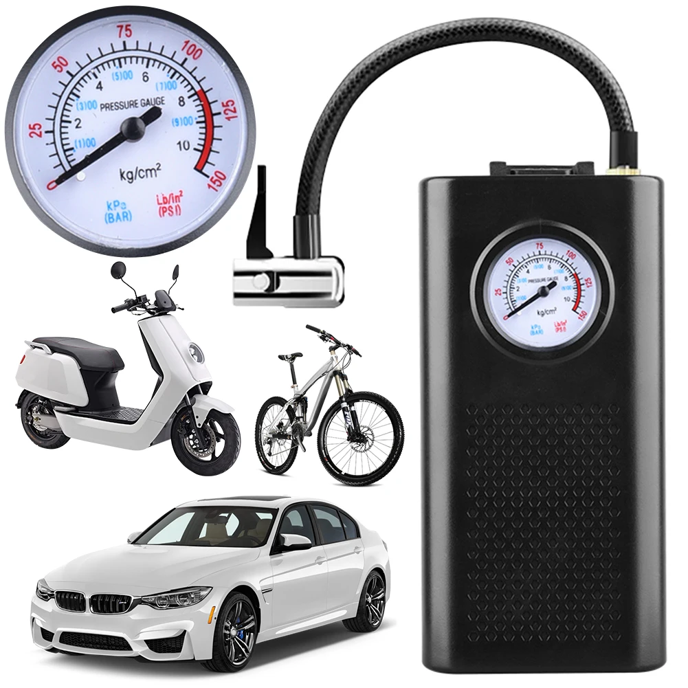 Electric Air Compressor 80W USB Charging Handheld Air Pump Multifunctional Motorcycle Tyre Inflator for Motorbike Auto Bicycle