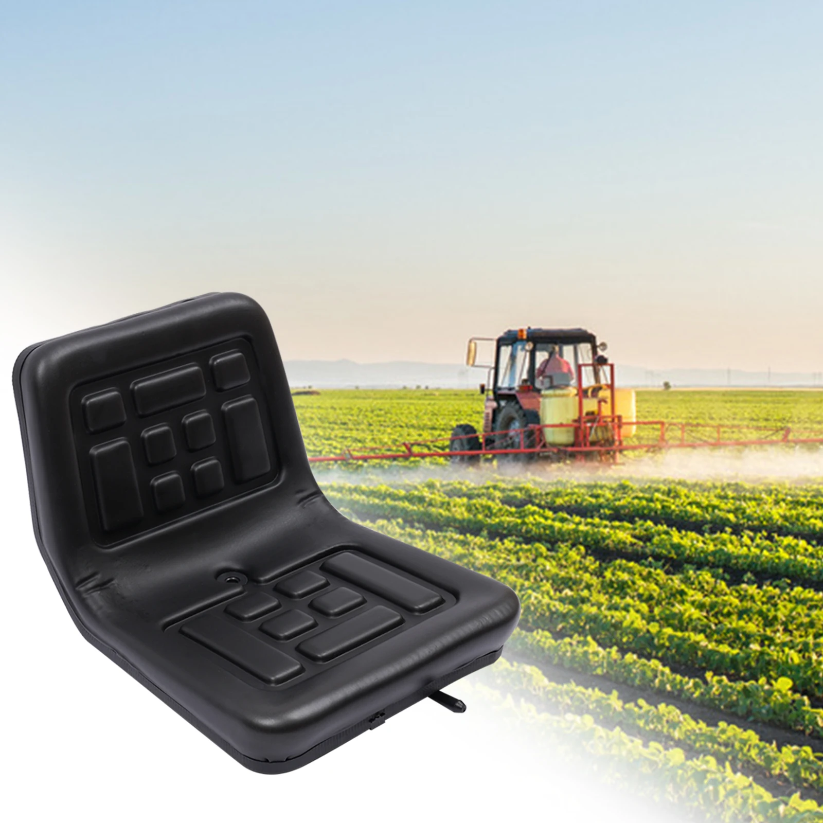 Universal Waterproof Seat Tractor Seat with A Drain Hole PU Material Horizontally Adjustable Black