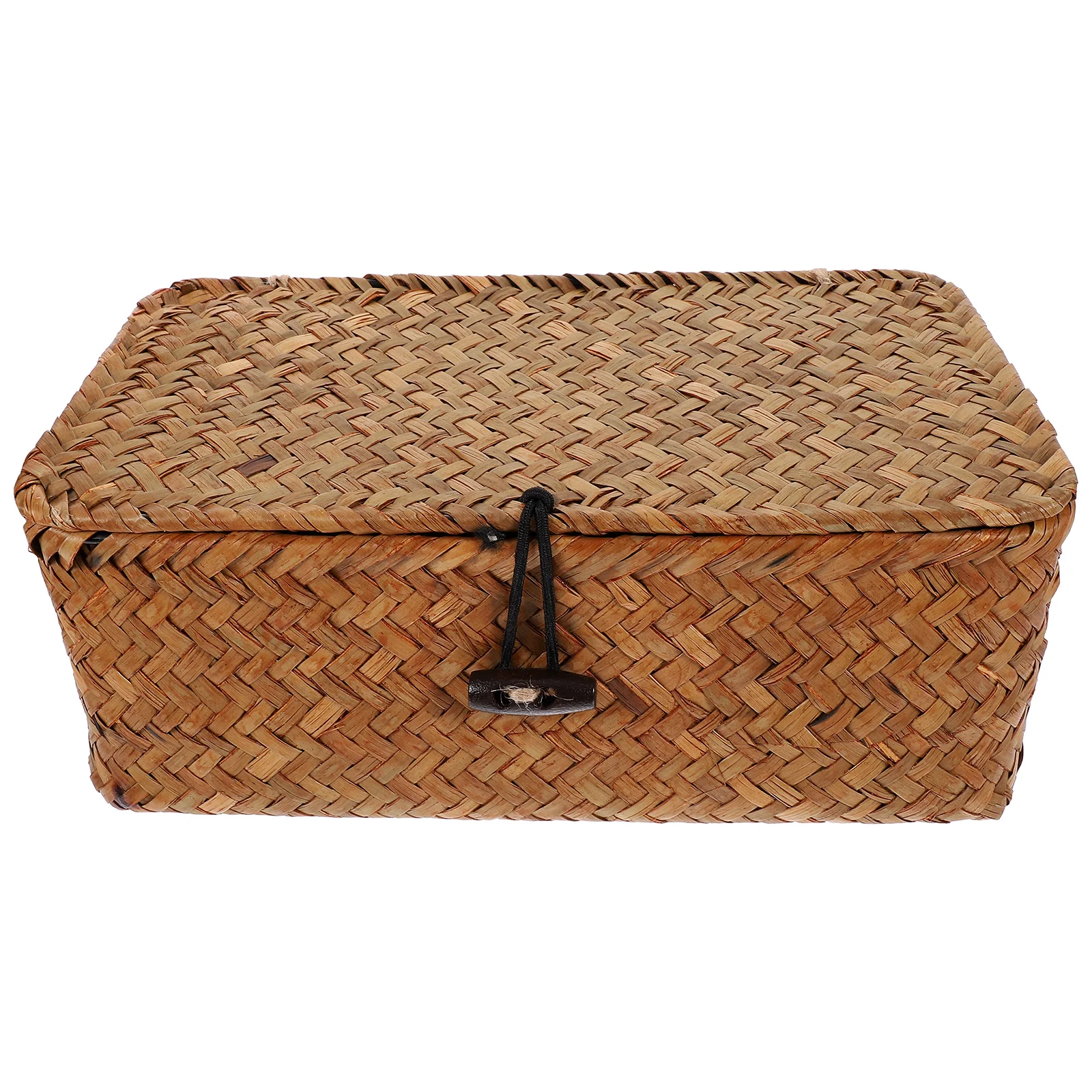 

Wicker Shelf Baskets Bin Lid Handwoven Seagrass Basket Storage Bins Rectangular Organizer Boxes Household Basket Boxes Wardrobe