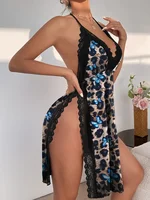 Sous-vêtements Sexy pour femmes, grande taille, chemise de nuit ample, pyjama fendu 4