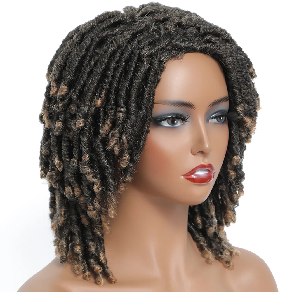 Short Faux Locks Wig for Black Women 6inch Soft Locs Crochet Wigs 1B 27 30 BUG# Faux Locs Braided Wigs perruque tresse africaine