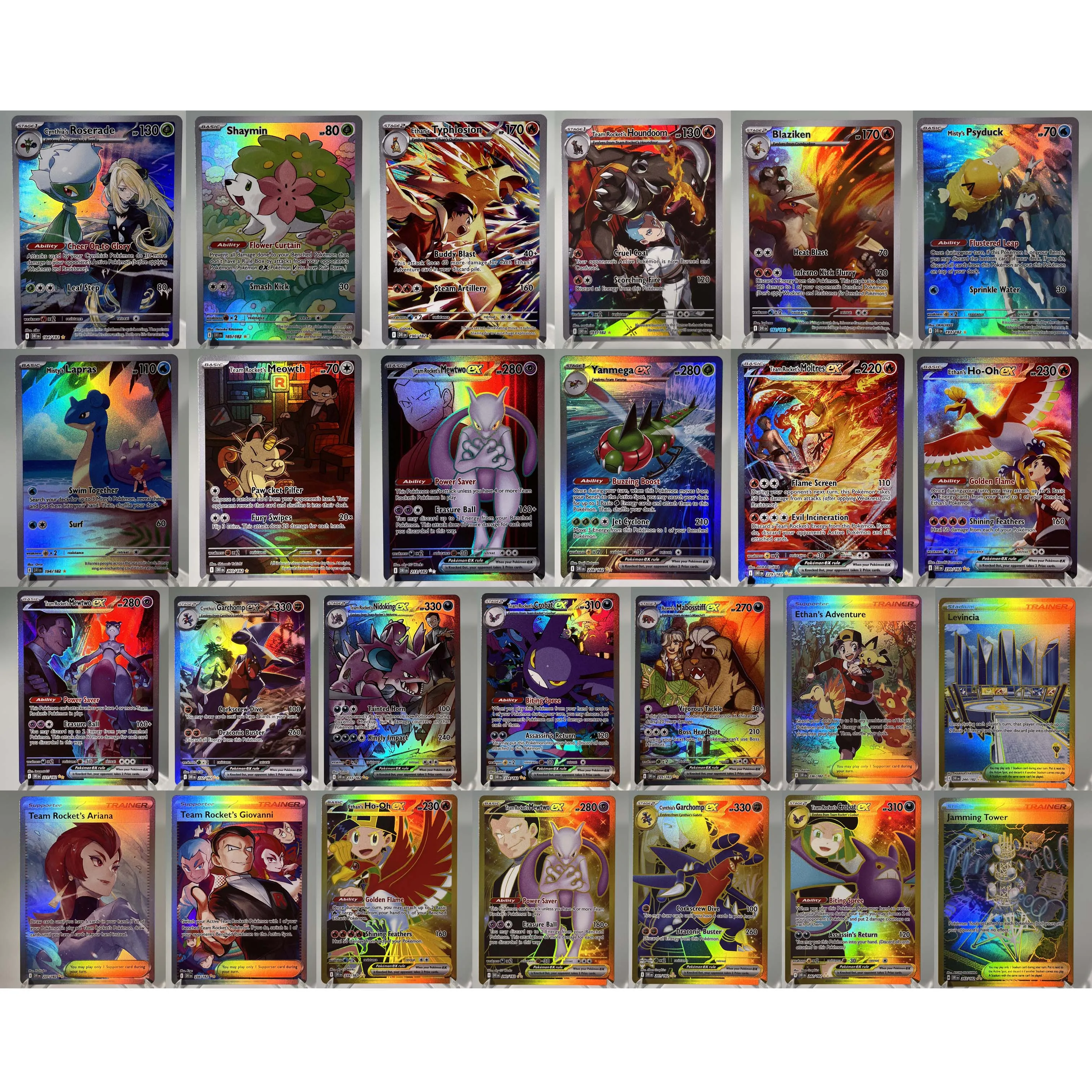 DRI PKM 카드 PTCG4-A EX 레인보우 신타샤의 가르참 GX 팀 로켓의 뮤츠 희귀 컬렉션 배틀 장난감 취미 선물