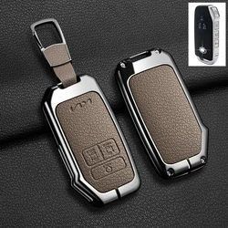 Premium Zinc Alloy & Leather Car Key Case Cover - 7 - Button Fob Holder with Keychain Accessories (B -1)