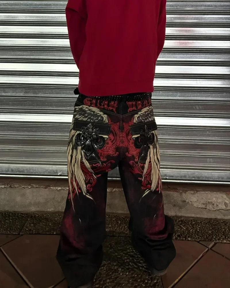 Men Jeans Y2k Baggy Vintage Relaxed Fit Skateboard Loose Embroidery Hip Hop Dance Denim Pants men jeans