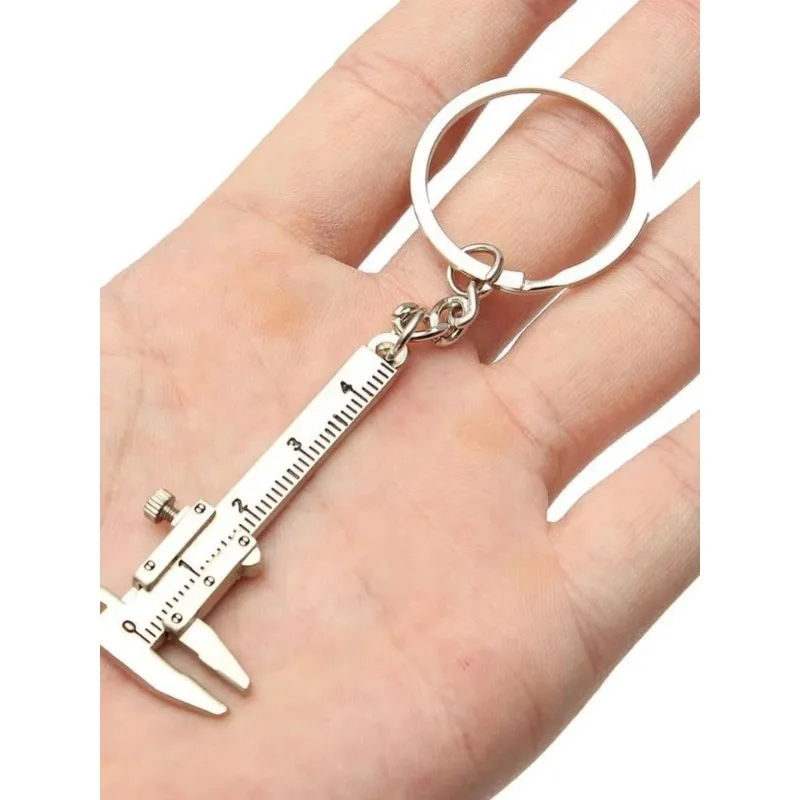 1Piece New Portable Mini Metal Ruler Vernier Caliper Ruler Key Chain Movable Vernier Caliper Ruler Model Keychain