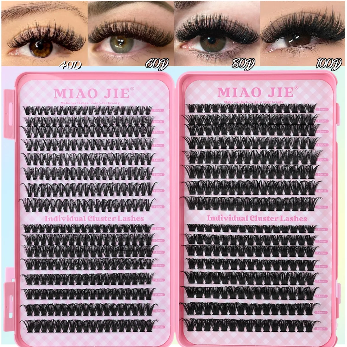 MIAOJIE Künstliche Wimpern-Cluster, natürliches, dickes Volumen-Wimpernverlängerungsset – Hochwertige Einzelwimpern mit Applikatoren