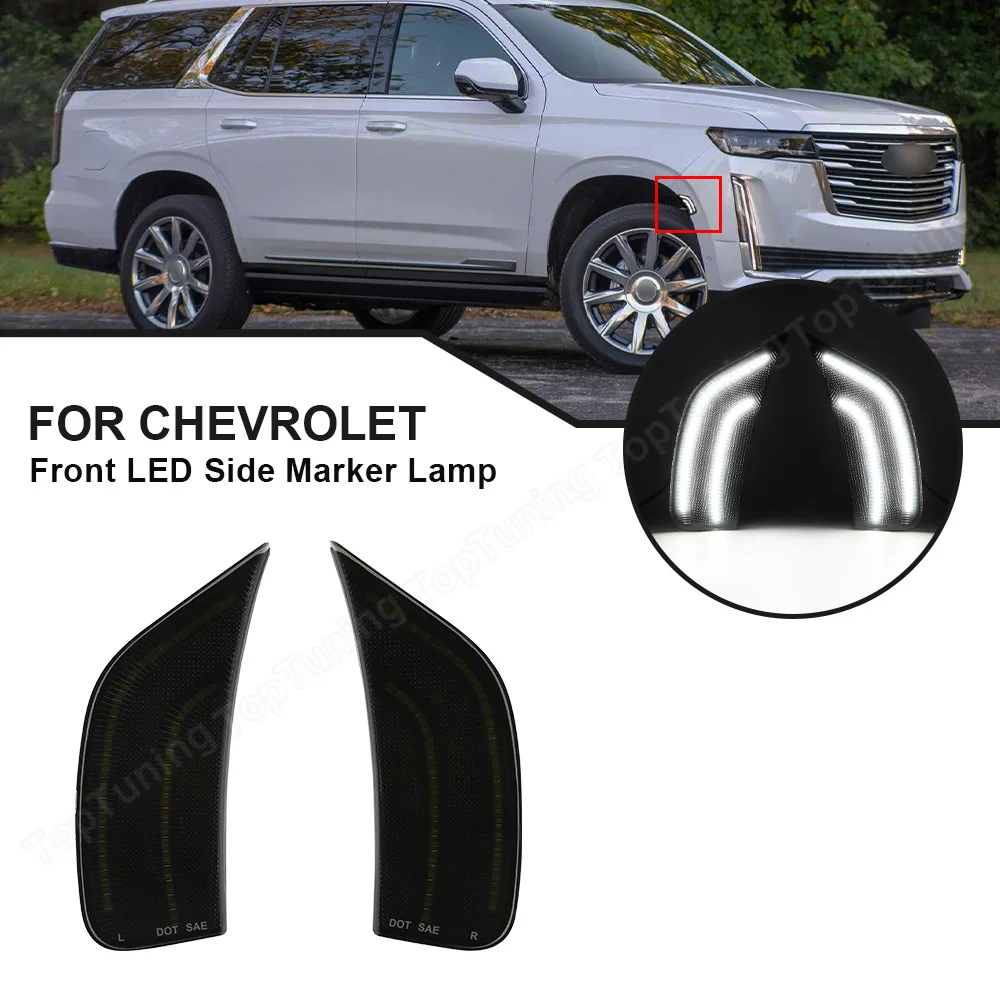 

Smoked Led Fender Side Marker Light Bumper Lamp For Chevrolet Suburban Tahoe For Cadillac Escalade ESV GMC Yukon 2021 2022