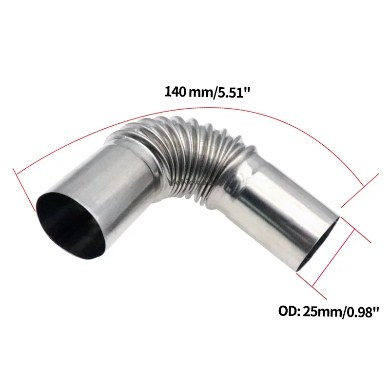 24mm Elbow Pipe Air Diesel Parking Heater Exhaust Pipe Connector W/Clamps For Eberspacher Webasto Boat Heater