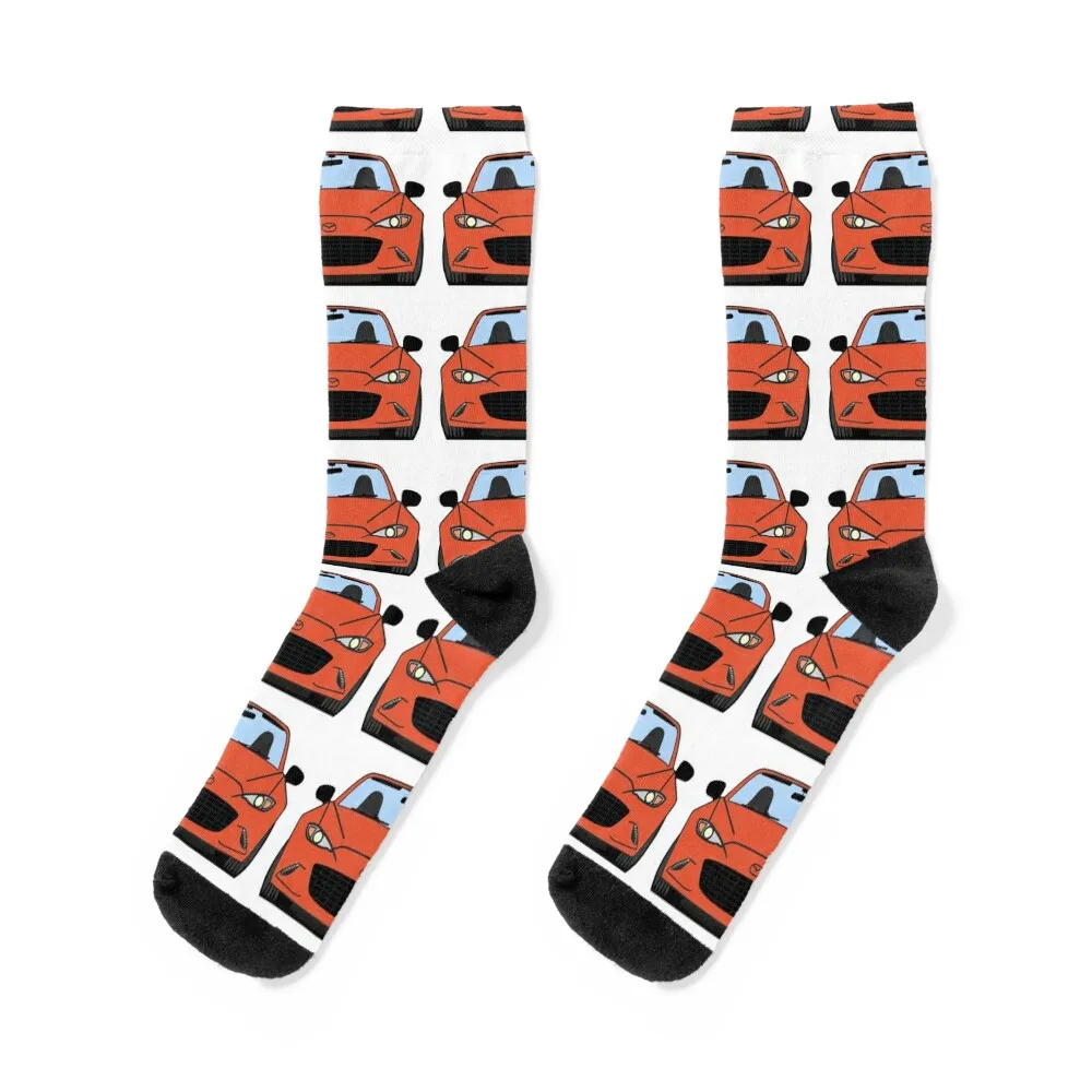 

Racing Orange (30th Anniversary) ND Miata Roadster Socks floor gym Running Ladies Socks Men's