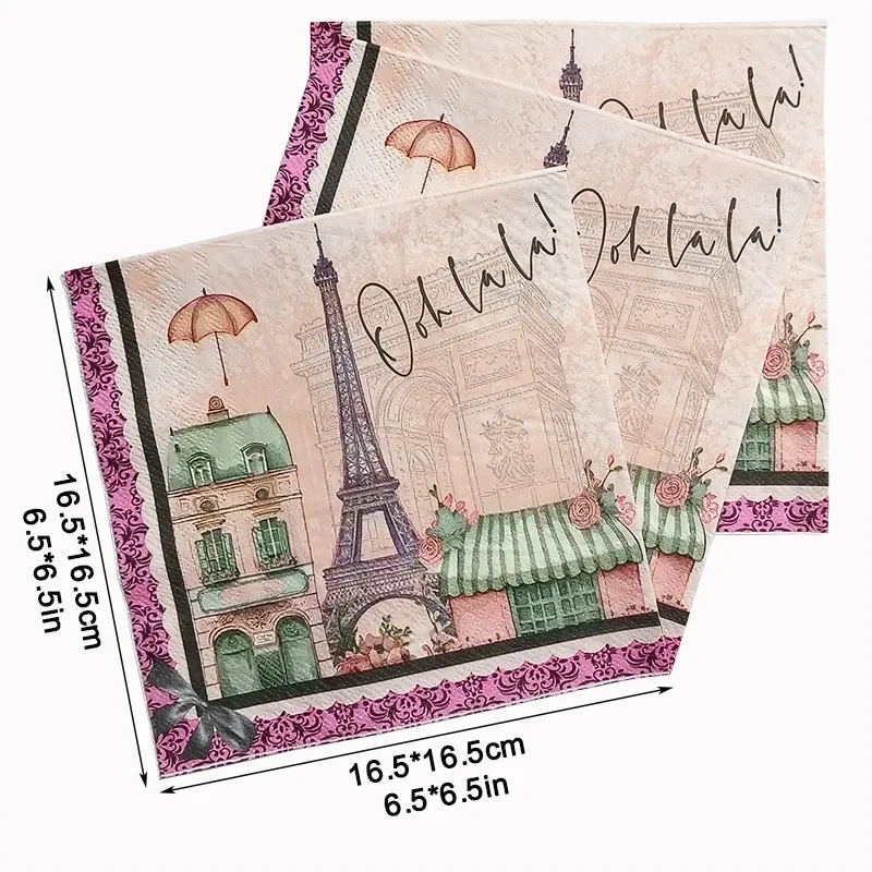 10/20pcs 33*33cm 2-Ply New Paris Tower Colourful Printed Tissue Paper Party Decoration Paper Placemats Butterfly Bone Bart