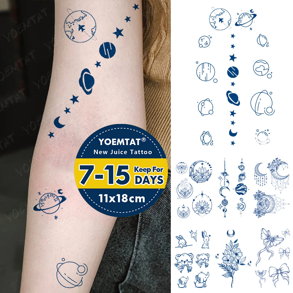 

Semi-Permanent Waterproof Temporary Tattoo Stickers Universe Galaxy Stars Genipin Herbal Juice Lasting Ink Fake Arm Wrist Tatoo