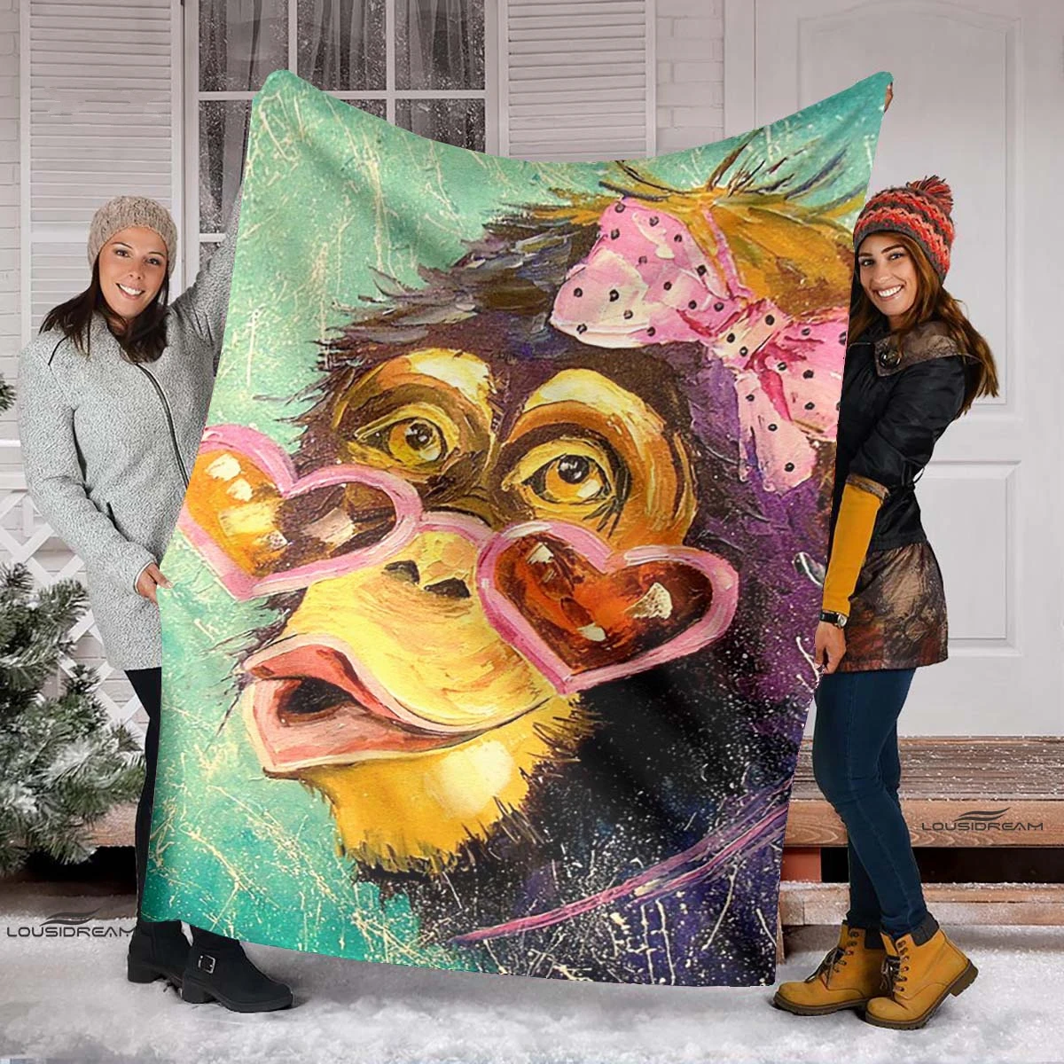 

Orangutan Animal Funny Cartoon Blanket Lightweight Cozy Soft Breathable Ultra Warm Flannel Throw Blanket Bed Sofa Couch Gifts