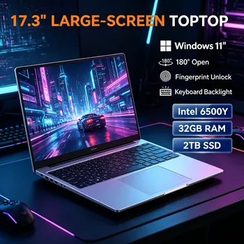 Laptop Ultraligera de 17.3 Pulgadas, Intel 6500Y, 32GB, SSD de 1TB/2TB, Alta Definición, Windows 11, Office, Recomendada 1