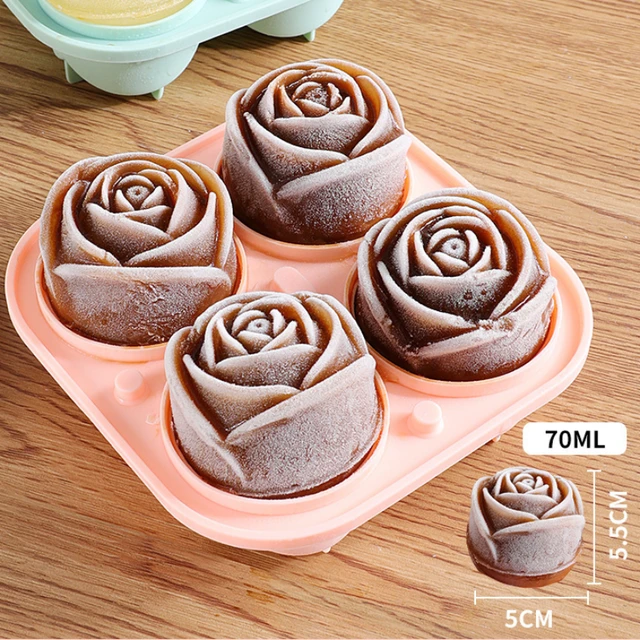 3D Rose Ice Molds 2.5 Inch, Large Ice Cube Trays, Make 4 Giant Cute Flower  Shape Ice, Silicone Rubber Fun Big Ice Ball Maker - AliExpress