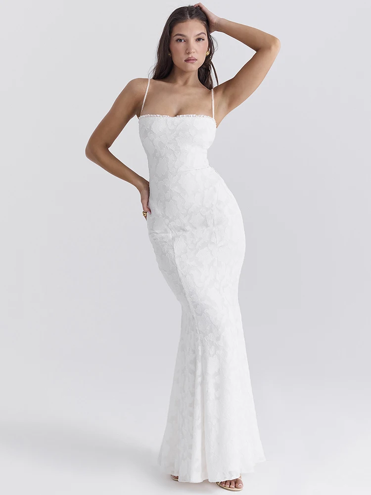 -Women's Sexy Sleeveless Lace Patchwork Backless Bodycon Maxi Dress, Elegant Party Club Evening Dress, Summer