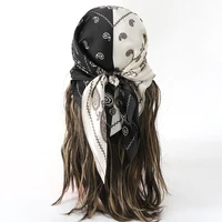70x70cm Women Silk Scarf Small Satin Square Print Wrap Foulard Femme Handkerchief Bandana Neck Hair Skinny Tie Scarves Shawls 1