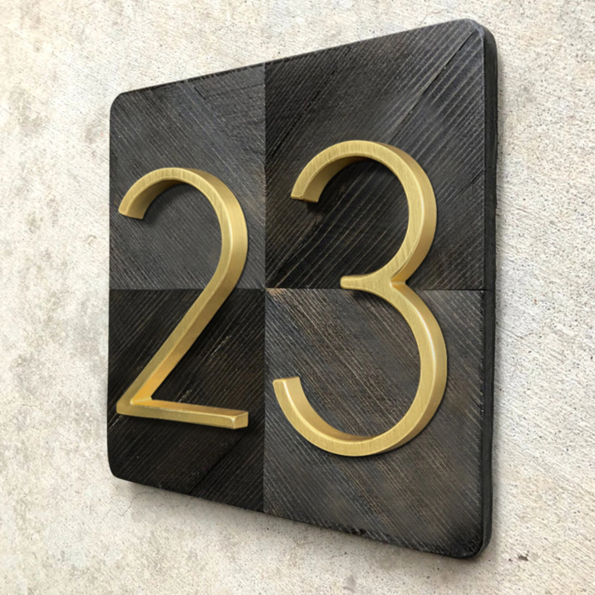 House number signs Door signs House numbers Number plate 125mm Floating House Number Outdoor 5 inch Golden Zinc Alloy Letter Apartment Door Numbers Mailbox Address Sign #0-9 With Screws