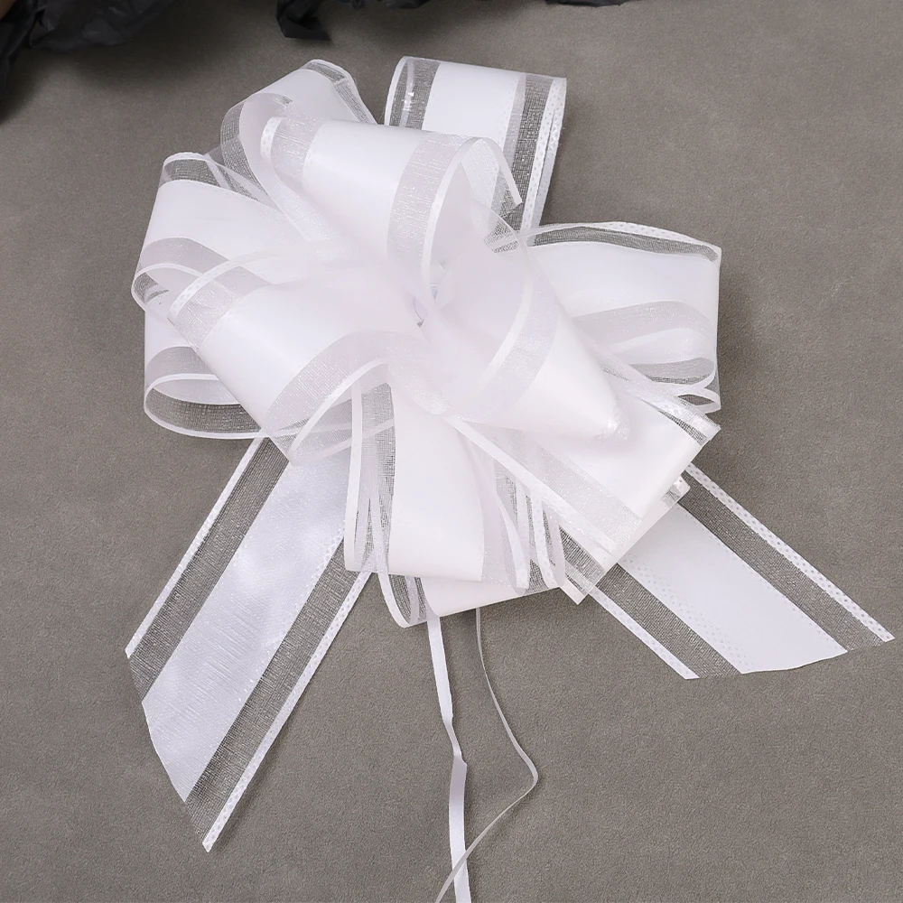 1/5 piezas de lazos de tul dorados para decoración de bodas, fiestas, coches, regalos de cumpleaños y Navidad, cintas para envolver regalos