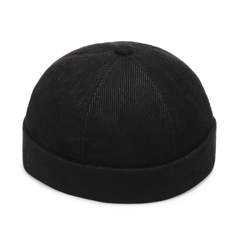 

Dome Melon Cap Men Women Fashion Vintage Brimless Hat Hip Hop Landlord Hat Unisex Skullies Beanie Solid Color Docker Cap