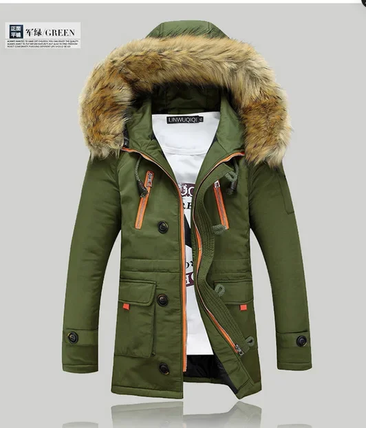 023 Winter Warm Thick Men Jacket Casual Parkas Hoodie Cotton Solid Color Zipper Warm Korean Style Fitness Fashion Men's Coat