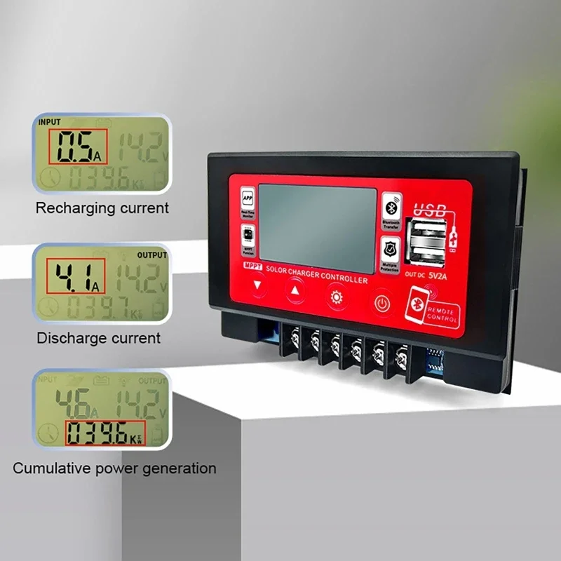 30A 60A MPPT Solar Controller 12V 60V Bluetooth WIFI Embedded Snap-on Energy Storage Panel Battery Smart Regulator LCD Display solar controller