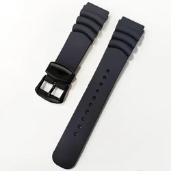 Premium Waterproof Resin Watch Strap with Solid Buckle - Soft Sport Wristband for 22mm (Black - Black)