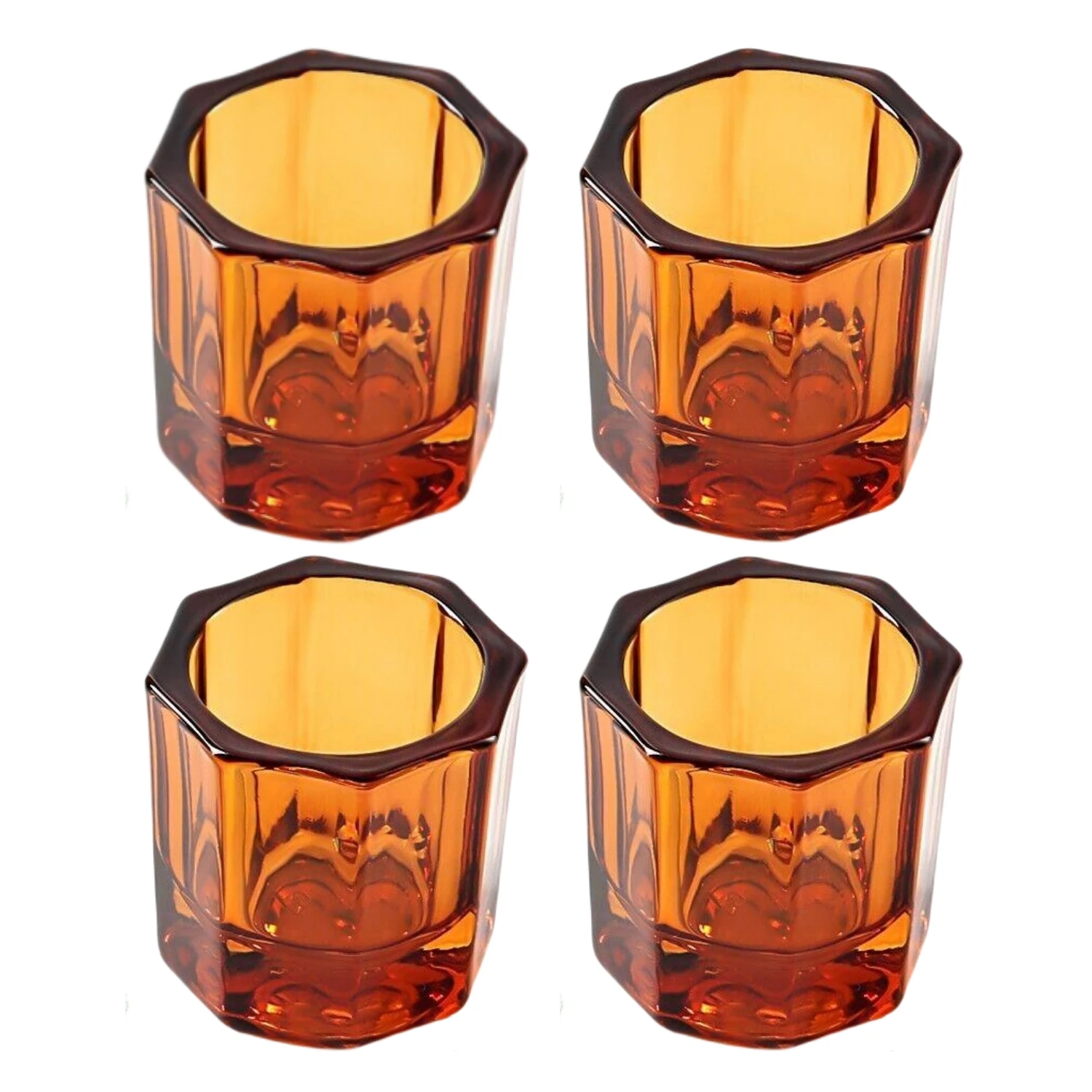 4-Piece Crystal Glass Dappen Dish Set for Dental and Nail Art Applications